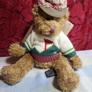Vtg Russ Berrie & Co Bears from the Past Bogey Jr 7" Golf Outfit Plush Bear